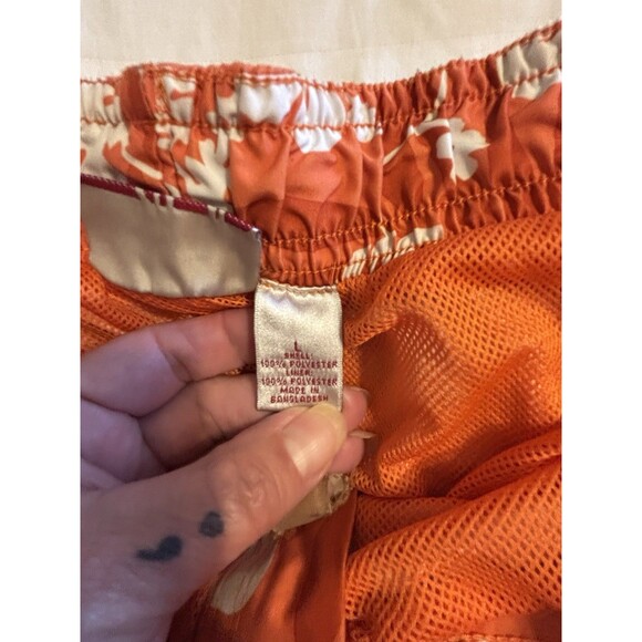 Red Camel Swim Shorts Men’s Sz Large Orange White Floral Hawaiian - Picture 2 of 5